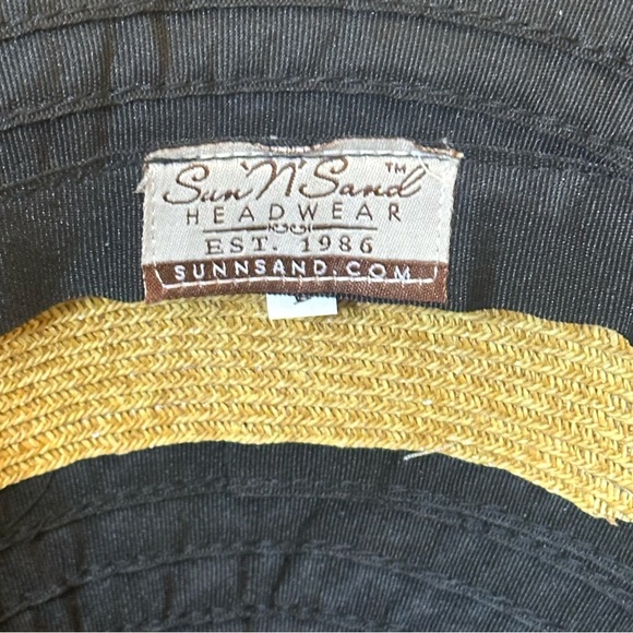 🌟HP🌟NWOT Black & Tan Straw & Ribbon Summer Bucket Hat by Sun n Sand OSFM - Picture 9 of 10